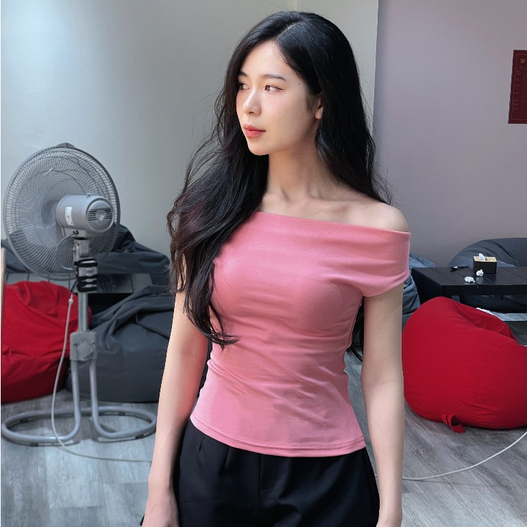 Áo Thun Cotton Giãn Cổ Đổ Ngắn Tay INNO, Áo Kiểu BIGSIZE Nhún Eo TA-184 | BigBuy360 - bigbuy360.vn