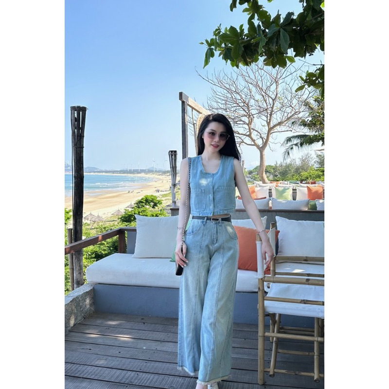 Sét áo kèm quần bò denim mát nhẹ siêu hot