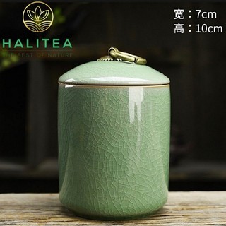 Hũ đựng trà sứ màu xanh men rạn hs0710