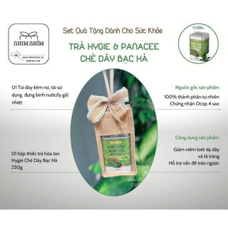 Set Qùa Tặng Trà Hòa Tan Hygie Chè Dây Bạc hà Kèm Túi Đay Tái Sử Dụng Đựng Bình Giữ Nhiệt