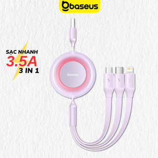 Dây sạc nhanh 3 đầu rút gọn Baseus Bright Mirror 2 Cáp đa năng cho các dòng điện thoại smartphone