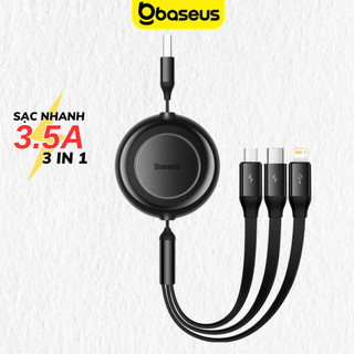 Dây sạc rút gọn 3 đầu Basues Bright Mirror 2 cáp đa năng siêu bền cho các dòng smartphone ip samsung