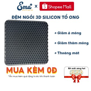 Đệm ngồi Ema 3D Silicon 2 lớp thoáng khí, ngồi văn phòng cao cấp siêu êm, giảm ê mông