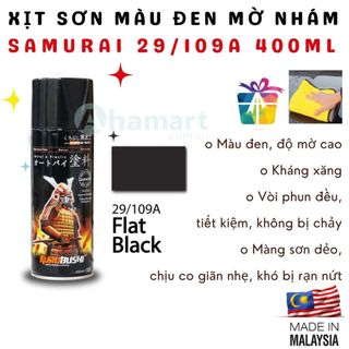 Chai xịt sơn xe samurai màu đen mờ nhám 29/109a 400ml