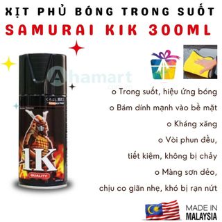 Chai xịt sơn phủ bóng bóng trong suốt Samurai K1K 300ml