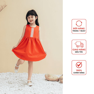 Váy mặc nhà bé gái Freedy sát nách cam phối ren - KVS2209