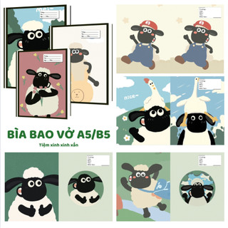 LẺ | Bìa bao tập hình in chú cừu, in Theo size yêu cầu, size A5/B5/SGK- TIỆM XINH XINH XẮN