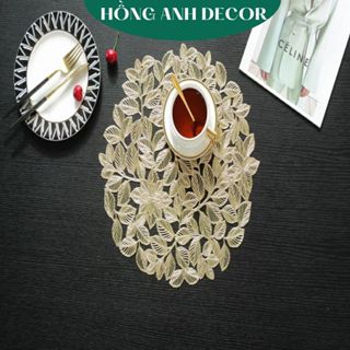  Tấm Lót Bàn Ăn Miếng Lót bàn Ăn Placemat Tròn Họa Tiết Hoa Lá Cách Nhiệt Gia Đình Nhà Hàng Khách Sạn  - 0075 
