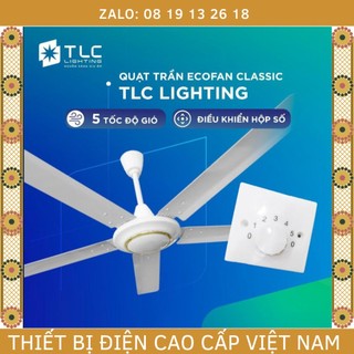  Quạt trần TLC ECOFAN Classic, 5 cánh, siêu tiết kiệm điện, bảo hành động cơ 5 năm, màu trắng và màu đen.