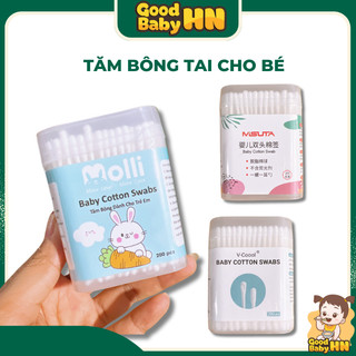Tăm bông Misuta cho bé sơ sinh chất liệu bông tự nhiên, hộp 400 que