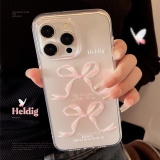 Sẵn cho i.phone 15 -ốp lưng điện thoại, ốp trong in hình nơ hồng xinh xắn, trong suốt lộ màu máy