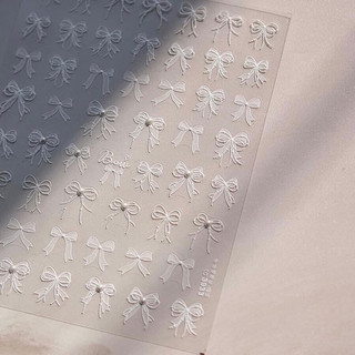 Sticker lụa 5D nơ trắng
