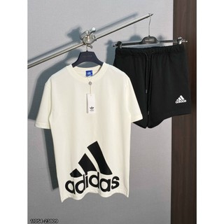 🔥Hot🔥 Set Bộ Đồ Thể Thao Nam Nữ- Bộ đồ thể thao nam cộc tay Das cotton in logo 3 sọc tam giác