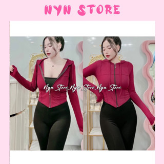 Áo khoác ủ kem thun len gân , áo khoát nhẹ tay dài dây kéo kèm nón