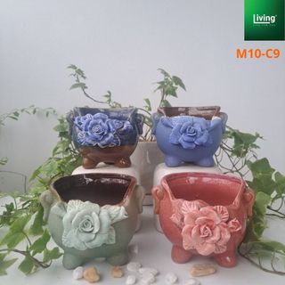 Chậu trồng cây gốm hoa nổi,chậu trồng sen đá , xương rồng, tiểu cảnh, cây kiểng | LivingDecor