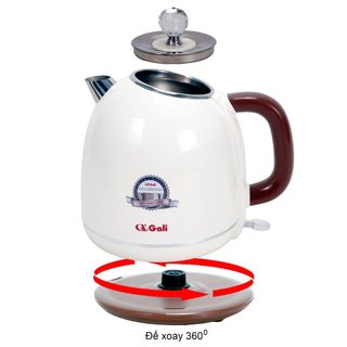 Bình đun nước Gali 1.7 lít, thân 2 lớp inox 304 an toàn cho sức khỏe người dùng, bảo hành 2 năm
