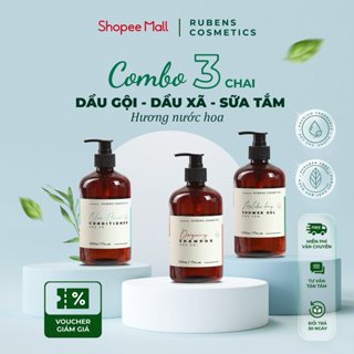 Combo Dầu Gội, Sữa Tắm, Dầu Xả Hương Nước Hoa Cao Cấp Rubens Cosmetic chai 300ml, chai 500ml