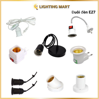 Đuôi đèn E27 các loại, đuôi đèn thả xéo lò xò E27, sử dụng cho các bóng đèn đuôi vặn E27