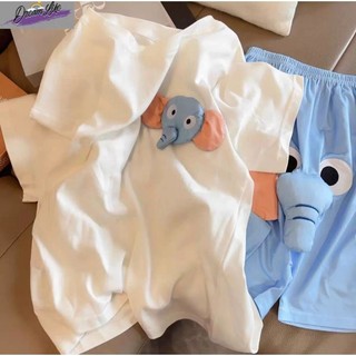 HÀNG ORDER| Set Quần Và Áo Con Voi Xanh Con Voi Hồng