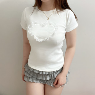 Áo BabyTee Form Ôm Viền Ren Trái Tim