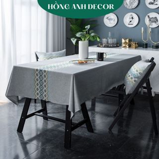 [Cao Cấp] Khăn Trải Bàn Vải Cotton Linen Họa Tiết Thêu Nỗi Ba Chiều Phong Cách Cổ Điển Chống Thấm Nước - 0054