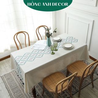 [Cao Cấp] Khăn Trải Bàn Vải Polyester Cao Cấp Họa Tiết Thêu Nổi Ba Chiều Phong Cách Hiện Đại Sang Trọng - 0056