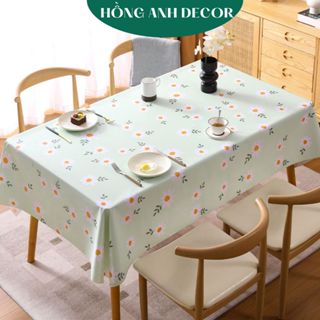 Khăn Trải Bàn PVC Bàn Vuông Bàn Chữ Nhật Họa Tiết Cúc Họa Mi Chống Thấm Nước Chống Thấm Dầu Tốt - 0066