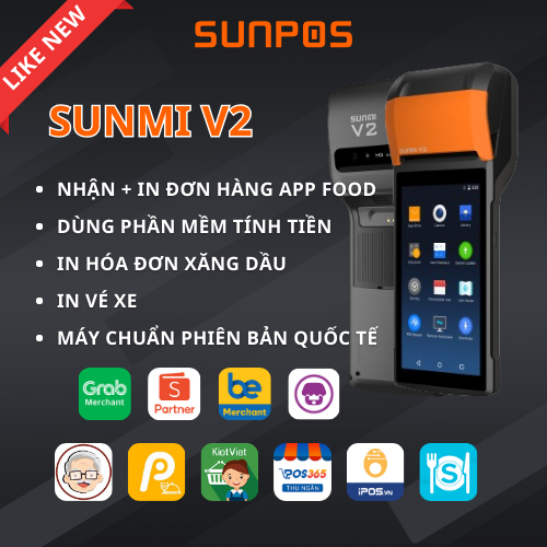 Sunmi V2 (2GB-16GB) - [LIKE NEW 95-98%] Máy tính tiền cầm tay, máy nhận đơn app giao hàng | BigBuy360 - bigbuy360.vn