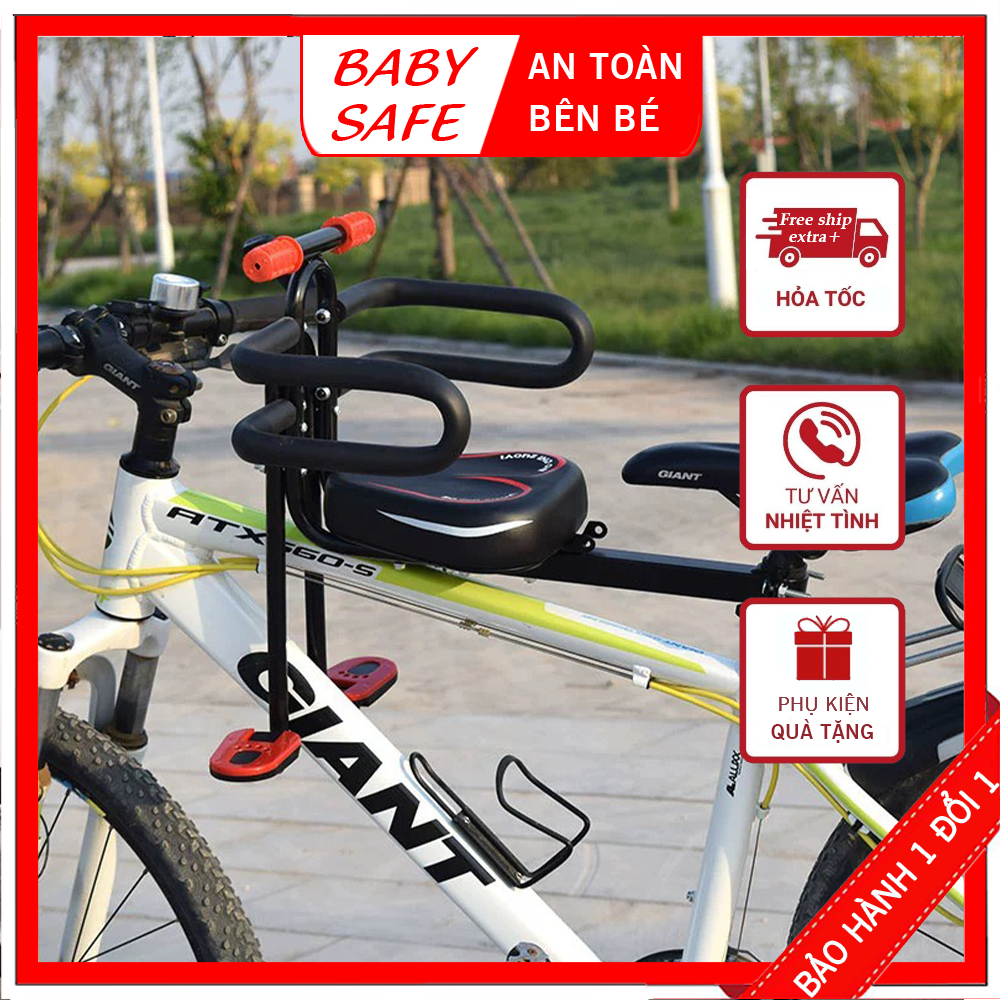 Ghế ngồi xe đạp cho bé, phù hợp xe đạp điện, thể thao, địa hình, trợ lực, gấp gọn kèm set ốc vít lắp ghế xe đạp babysafe
