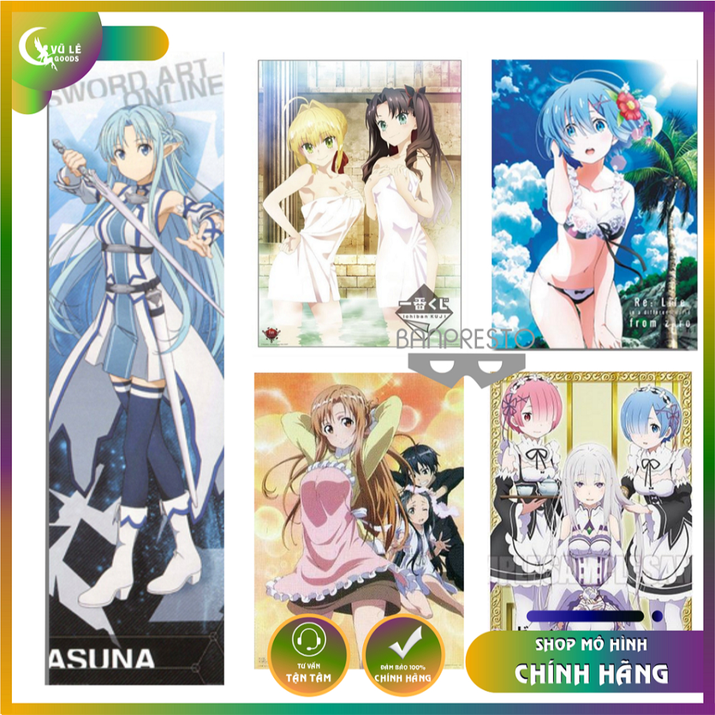 Tranh giấy & tranh vải anime : SAO, Fate, Rem Ram chính hãng Banpresto - Poster nhân vật anime