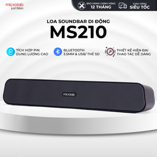 Loa Thanh Bluetooth Bass Di Động MICROLAB MS210, 10W, (AUX/Bluetooth/FM/Thẻ nhớ/USB) - Hàng Chính Hãng
