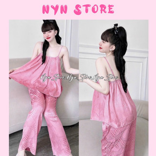 Set bộ ngủ lụa gấm xước , đồ bộ ngủ sexy lụa xước cao cấp mềm mại xinh xắn dưới 65kg