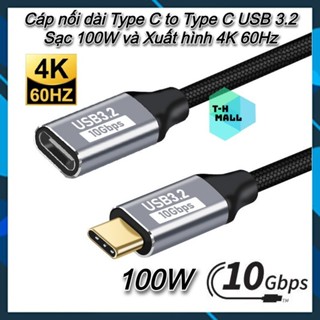 Dây Cáp nối dài Type C USB 3.1 gen 2 10Gbps PD 100w hỗ trợ 4k 60hz tương thích thunderbolt 3 PD3.1 Cho Hub Bộ Chia