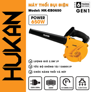 Máy thổi hút bụi cầm tay hukan hk-eb0650, công suất 650w, động cơ đồng 100%