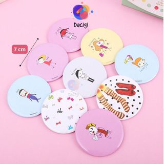  Gương mini Hàn Quốc gương cầm tay 1 mặt nhỏ gọn gương trang điểm dễ thương - Dacigi 