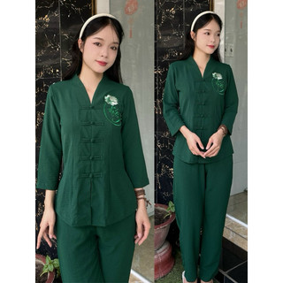 Bà Lai Đũi Nhẫn Nữ # Quần Áo Lam Đi Chùa
