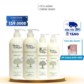 Dầu gội xả phục hồi, chống rụng tóc Biotin Collagen Voudioty trắng 500ML - 1000ML