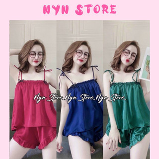 Đồ ngủ nữ, Đồ ngủ sexy lụa Satin cột nơ vai