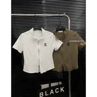 Áo thun croptop ngực phối chữ k, áo thun nữ tay ngắn VIENS STORE