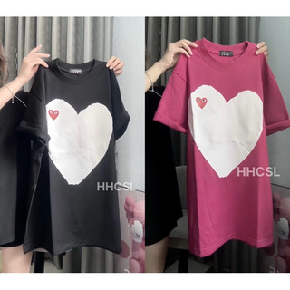 Áo phông trái tim trắng to ảnh thật hhcsl