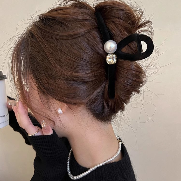 Kẹp Tóc Nhung Đính Ngọc Đá Size 13cm - Kẹp Tóc Nữ Dễ Thương Phong Cách Hàn