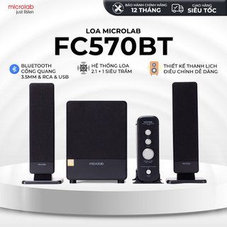 Loa Máy Tính Bluetooth MICROLAB FC570BT 2.1, Công Suất 60W RMS, Âm Thanh Bass/Treble Sáng