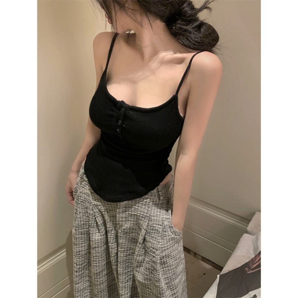 Áo Hai Dây Nữ 3 Cúc Siêu Hot Thiết Kế Vạt Bầu chất thun bozip Xinh Xắn(K sẵn đệm) Áo Tank Top Hở Cổ Đáy HA840 | BigBuy360 - bigbuy360.vn