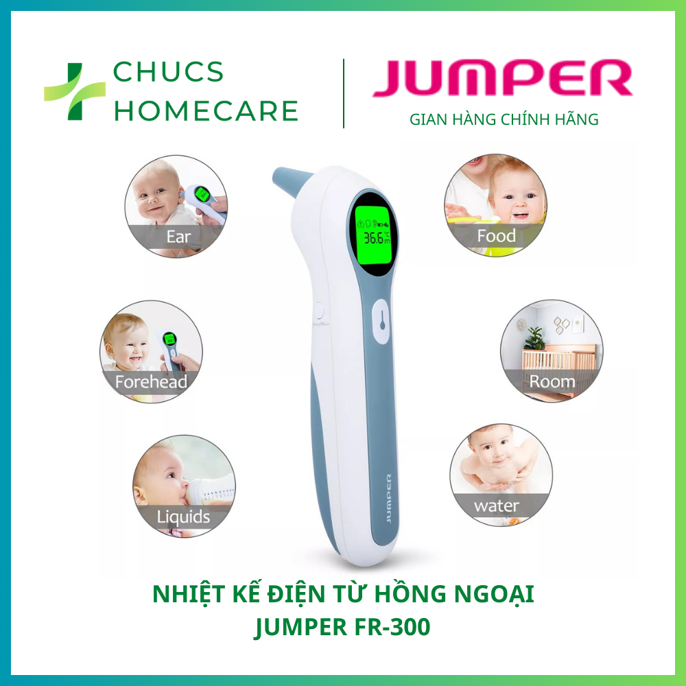 Nhiệt kế điện tử hồng ngoại đo trán và tai Chính hãng Jumper JPD-FR300
