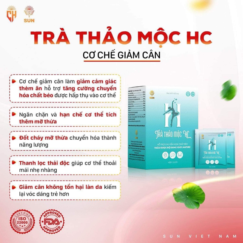 Trà Thảo Mộc HC Chính Hãng của SUN, Giảm Cân Thảo Mộc HC giảm cân an toàn, hiệu quả, đốt cháy mỡ thừa sau 15ngày sử dụng