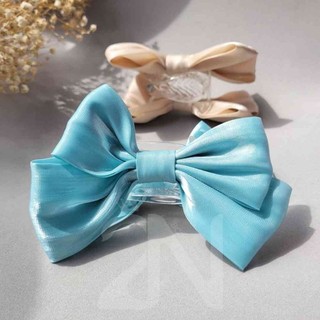 2N Double Bows- Kẹp gắp/kẹp càng cua 3 răng trong suốt nơ đôi