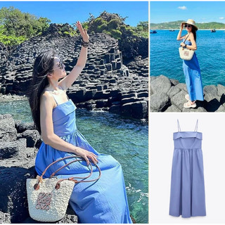 Váy maxxi xanh đi biển za.ra siêu xinh cúp ngực od