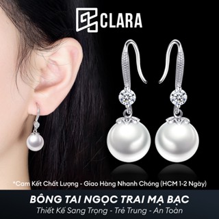  Bông tai nữ sang chảnh Bông tai ngọc trai bạc thật dáng dài - Clara 
