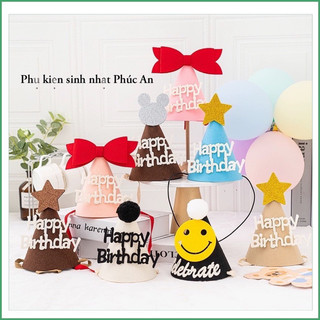 Nón nỉ sinh nhật đủ màu dễ thương HPBD cho bé trai bé gái