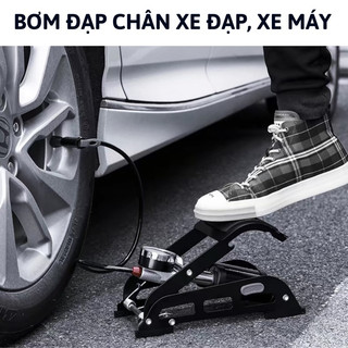 Bơm đạp chân xe đạp xe máy,bơm xe đạp xe máy Kirito Nhật Bản,bơm xe đạp chân 2 ống,bơm hơi đạp chân,bơm đa năng,bơm lốp